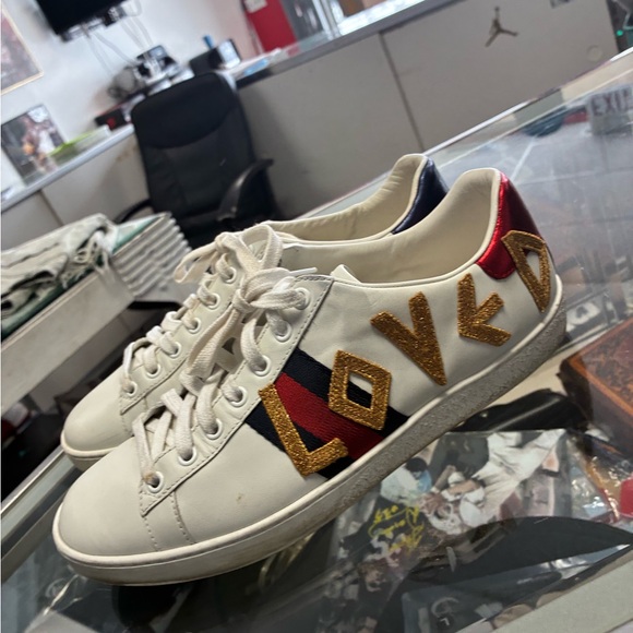 GUCCI Ace Embroidered Sherry Line LOVED Sneakers 505328 Women’s Pre Owned SZ 38 - Picture 13 of 13